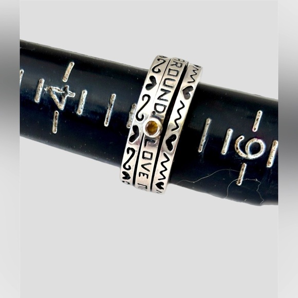 Brighton Sterling silver garnet spinner Love Makes World Go Round Ring Size 5 - Picture 4 of 6